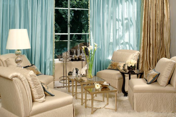 Turquoise and gold curtains