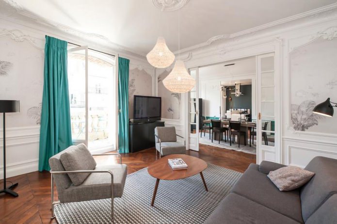 turquoise curtains in the living room
