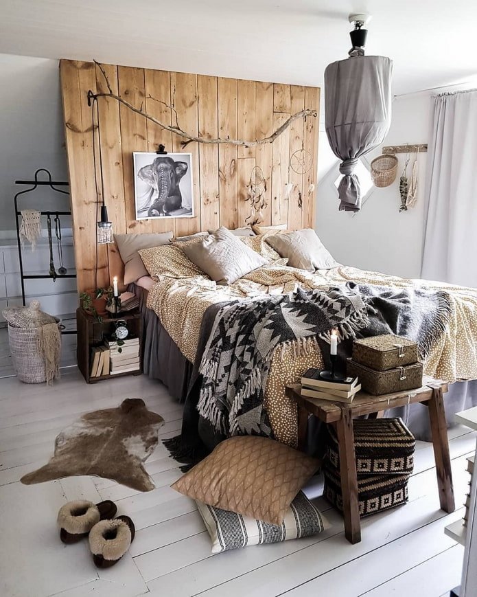 bedroom in boho style
