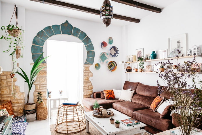 living room in boho style