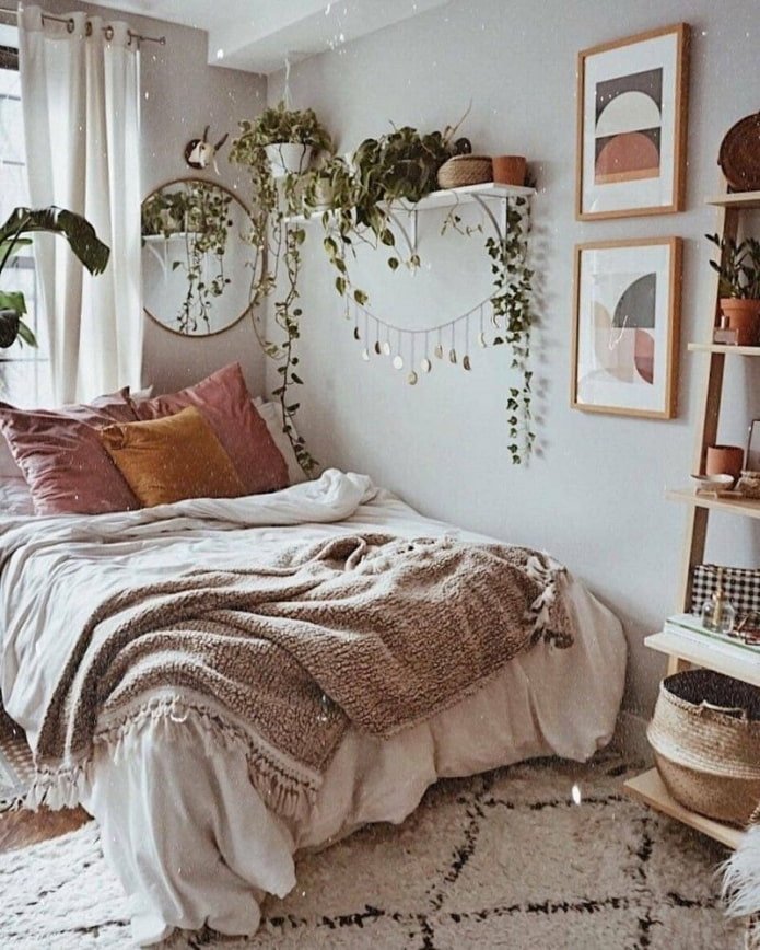 bedroom with gray walls