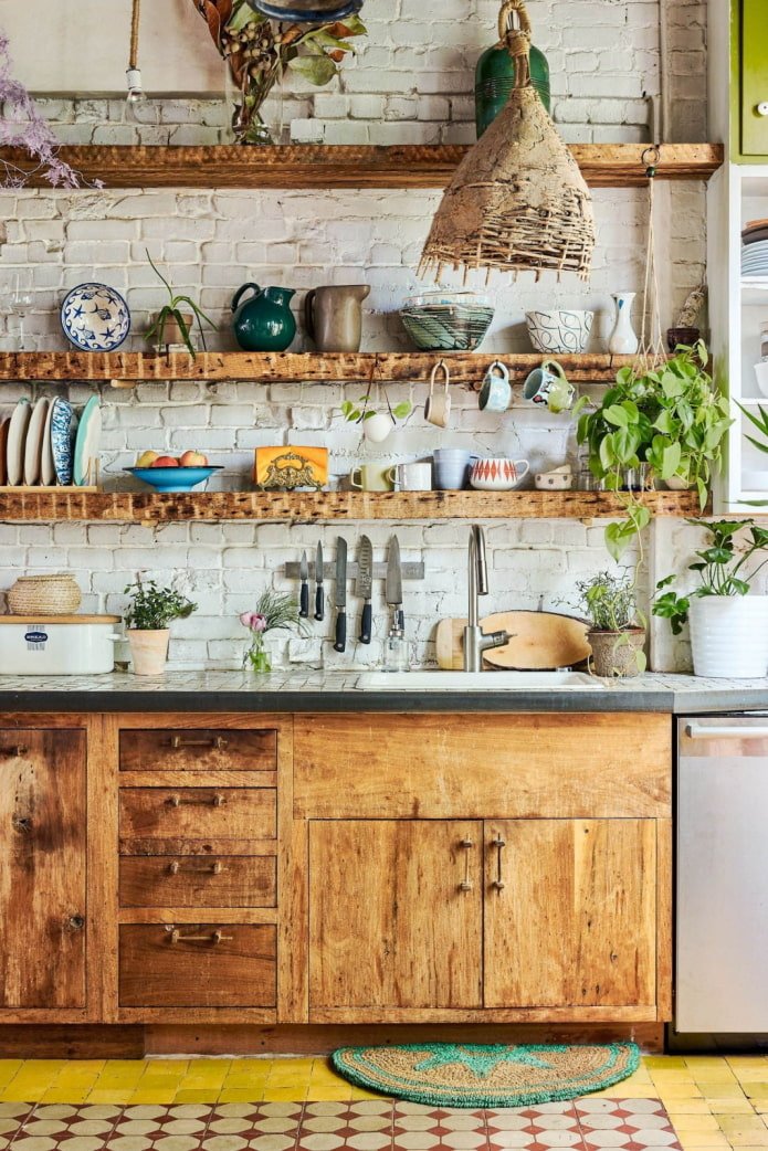 brick wall in the kitchen