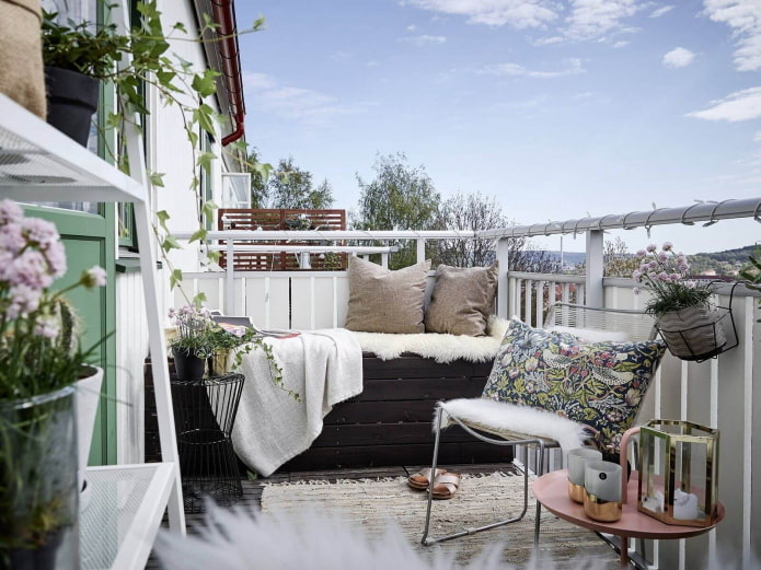 a balcony in boho style