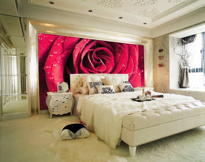 3D photo wallpaper with a rose