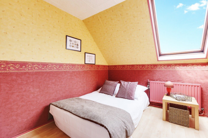 burgundy and yellow wallpaper