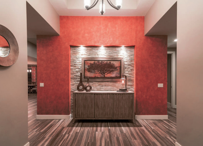 wallpaper and stone on the walls