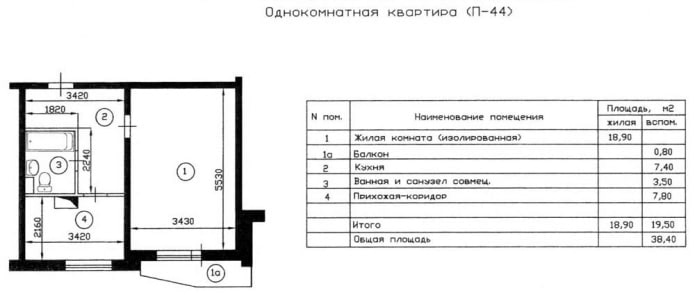 Layout 1-room series P-44