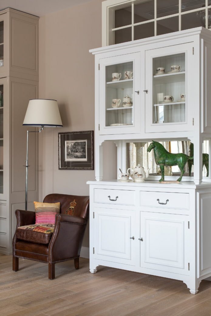 white buffet in the kitchen