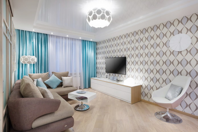 paper wallpaper in the living room interior