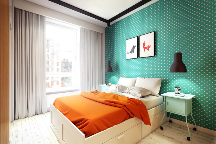 paper wallpaper with polka dots in the interior