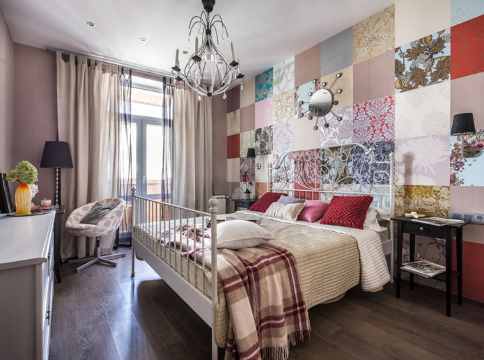 paper wallpaper in the bedroom interior