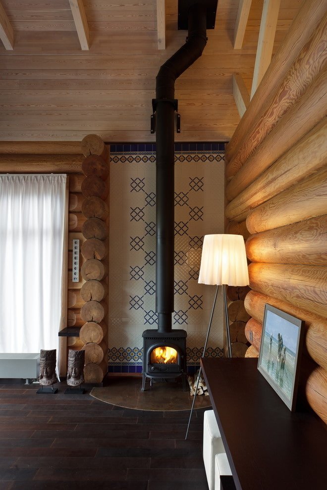 Stove against the background of tiles
