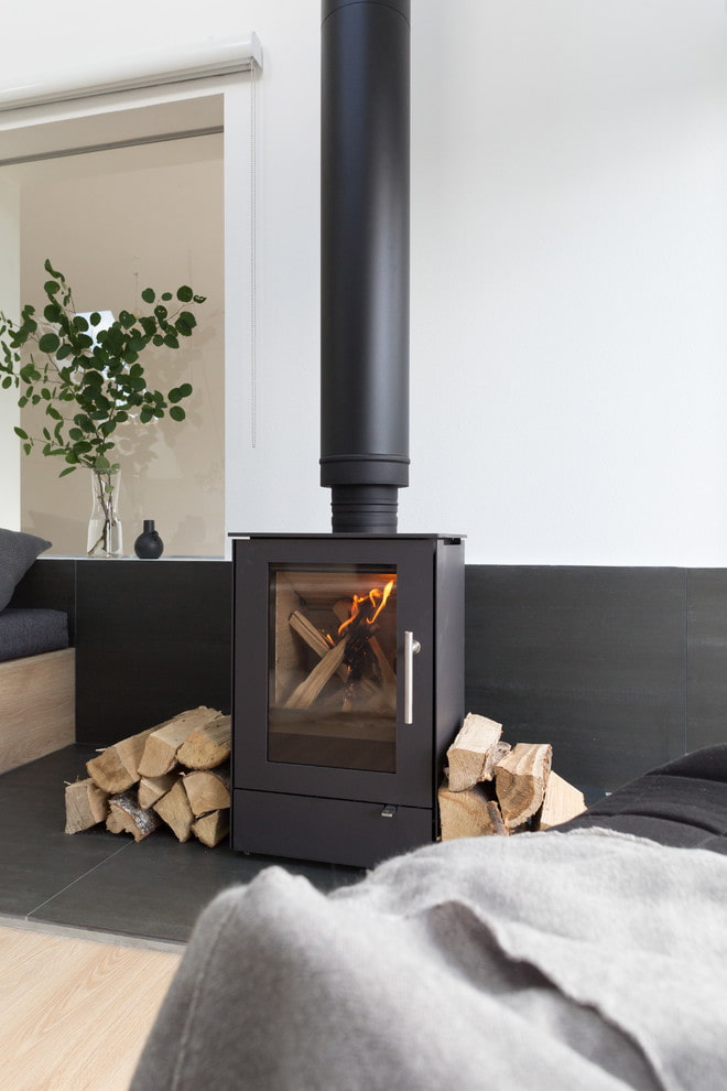 A potbelly stove in a minimalist style