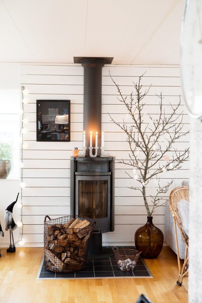 Potbelly stove on a tile