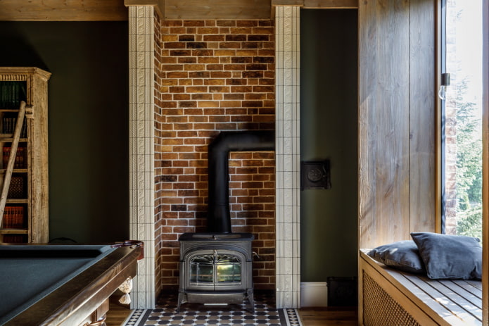 Potbelly stove in a loft