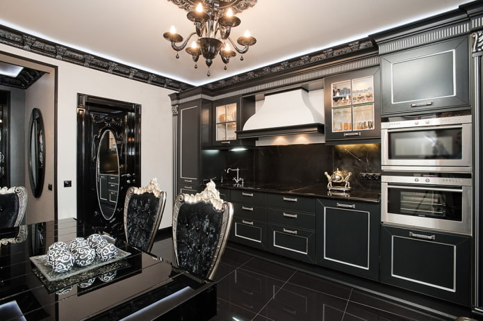black kitchen tones in a classic style