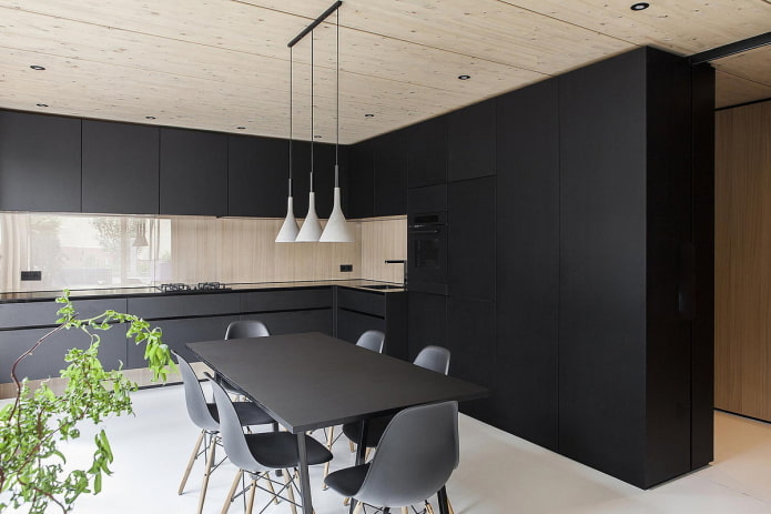 black kitchen in minimalist style