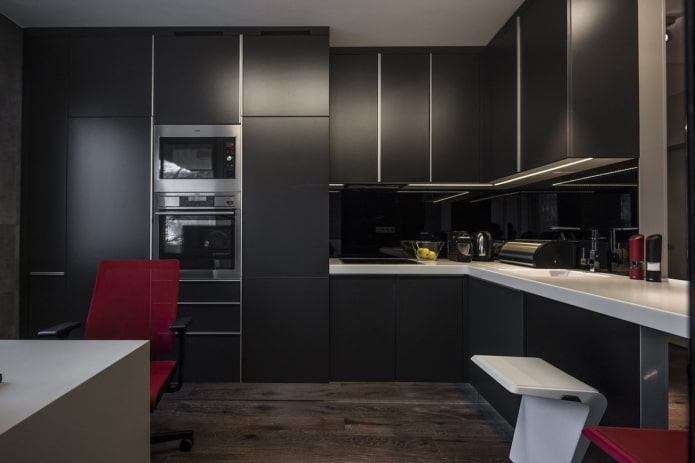 black kitchen in a modern style