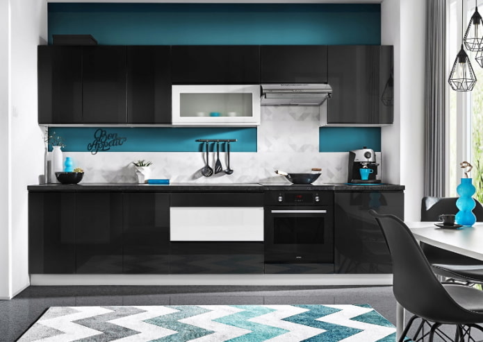 black and blue kitchen