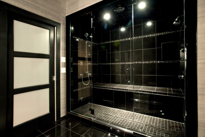 black tiles with inserts