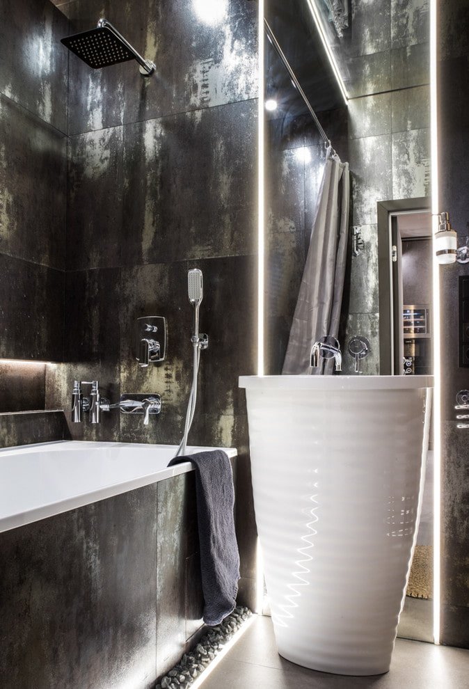 black tile in loft style