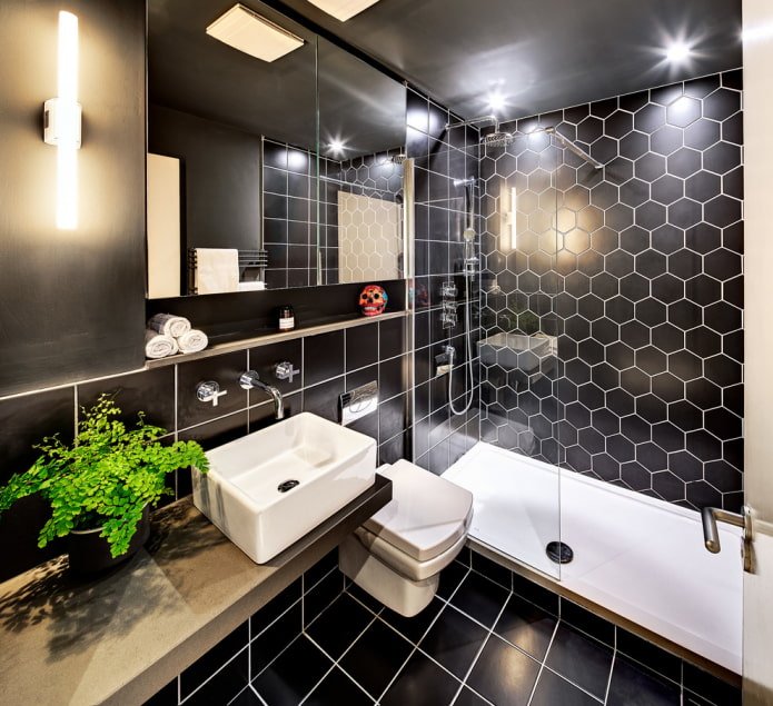 black tiles in a modern style