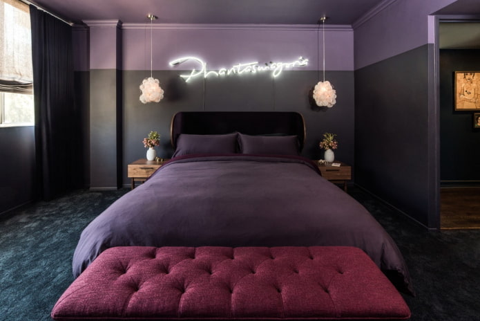 color combination in the bedroom interior