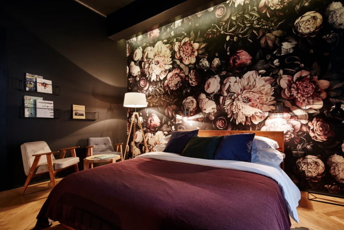 bedroom interior design in black tones
