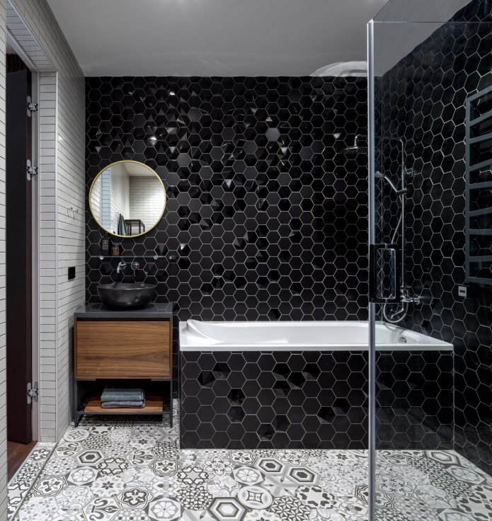 honeycomb tiles on the walls