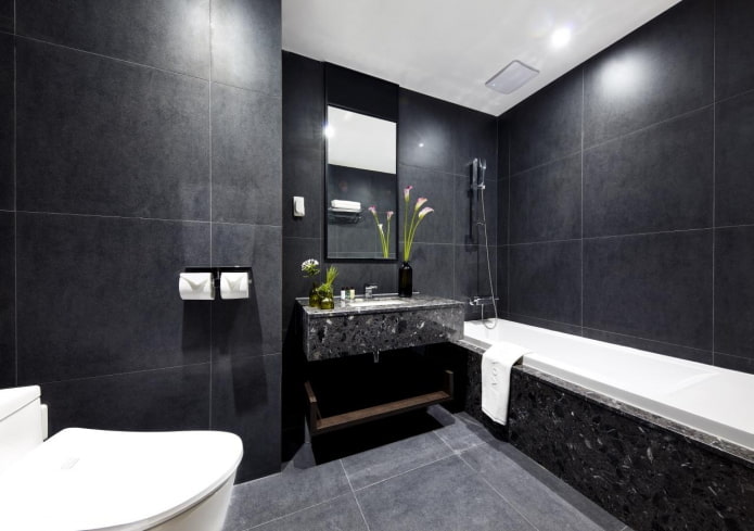 large tiles in the bathroom