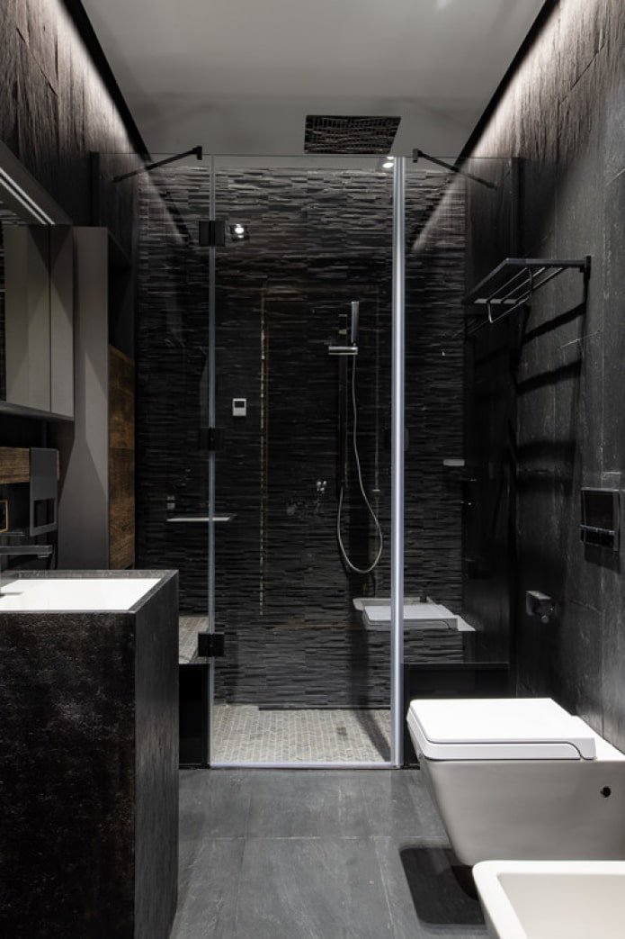 textured black tiles 