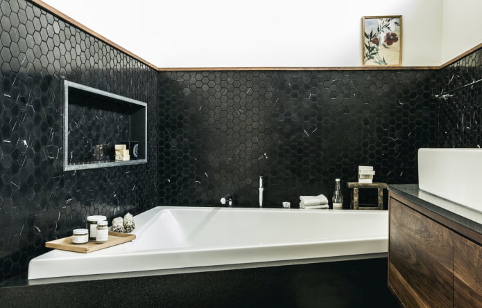black honeycomb tiles