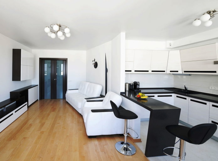 living room decoration in black and white tones
