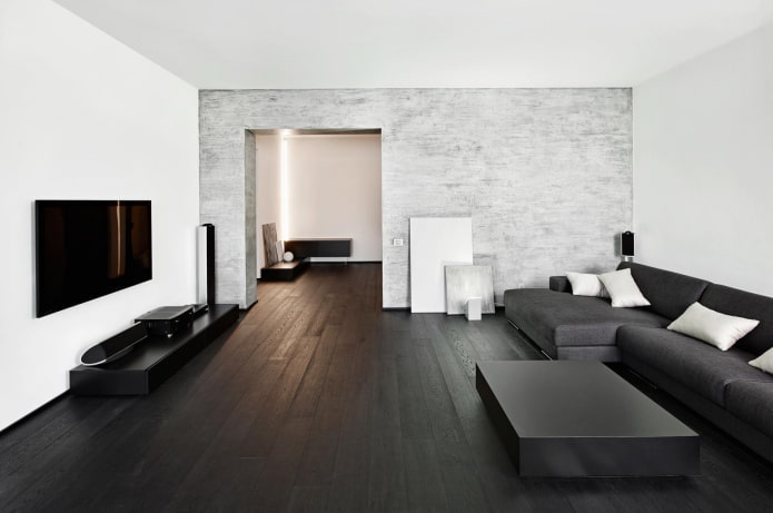 living room decoration in black and white tones