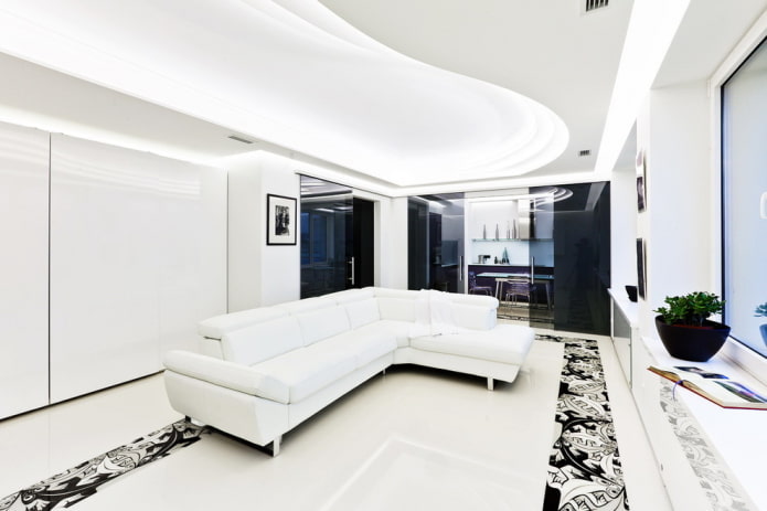 living room decoration in black and white tones