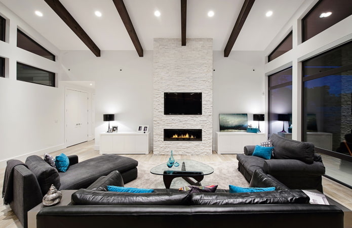 black and white living room interior design