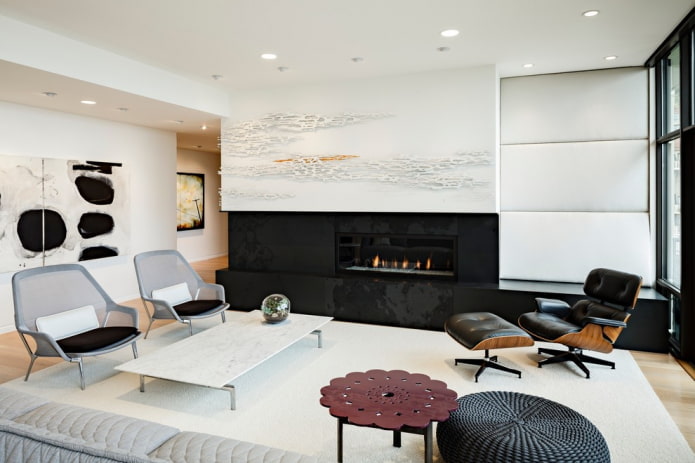 black and white living room interior design