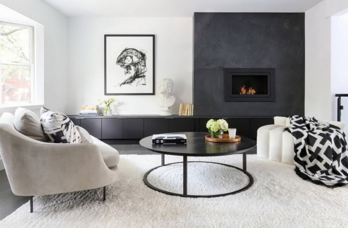 black and white living room interior design