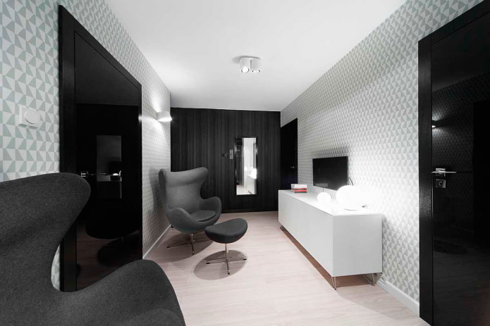 black and white living room interior design