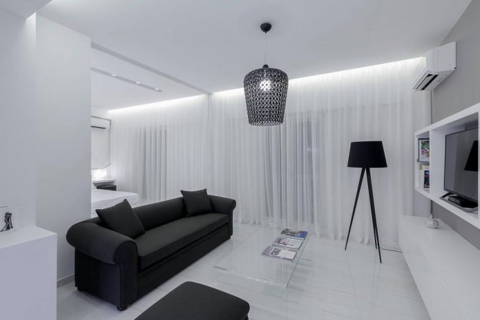 black and white living room interior design