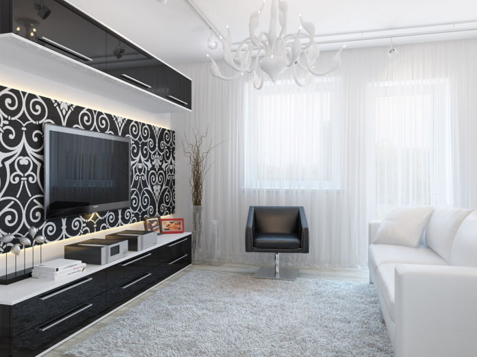 black and white living room interior design