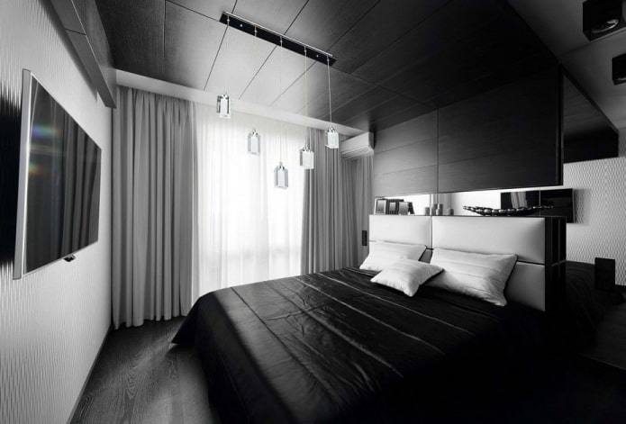 black and white bedroom decoration