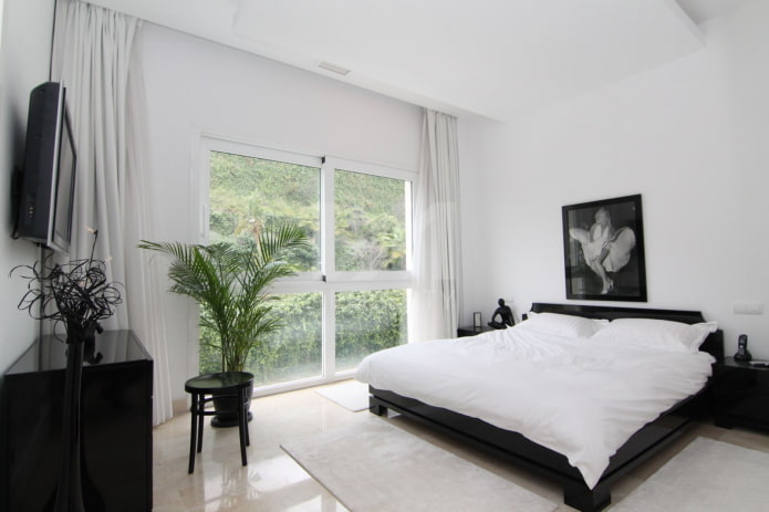 black and white bedroom decor and lighting