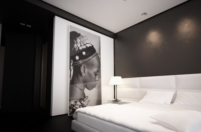 black and white bedroom decor and lighting