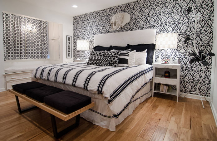 black and white bedroom decoration