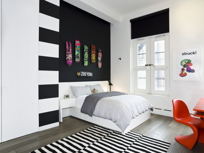 black and white bedroom interior design