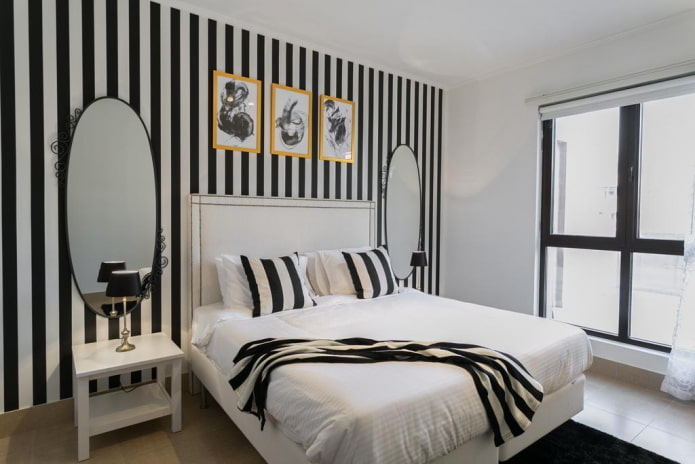 black and white bedroom decor and lighting