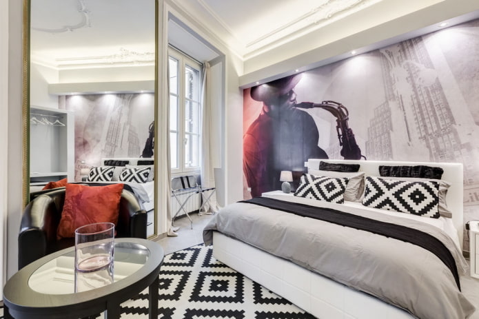black and white bedroom decoration
