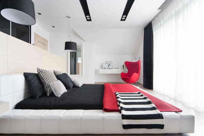 black and white bedroom interior design