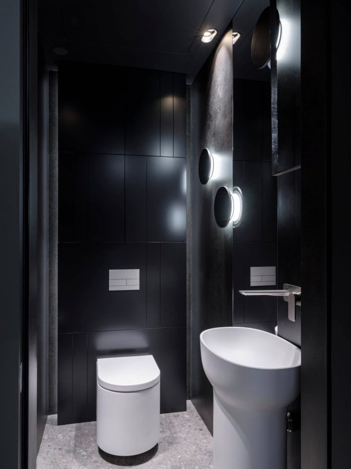 Black walls, white plumbing